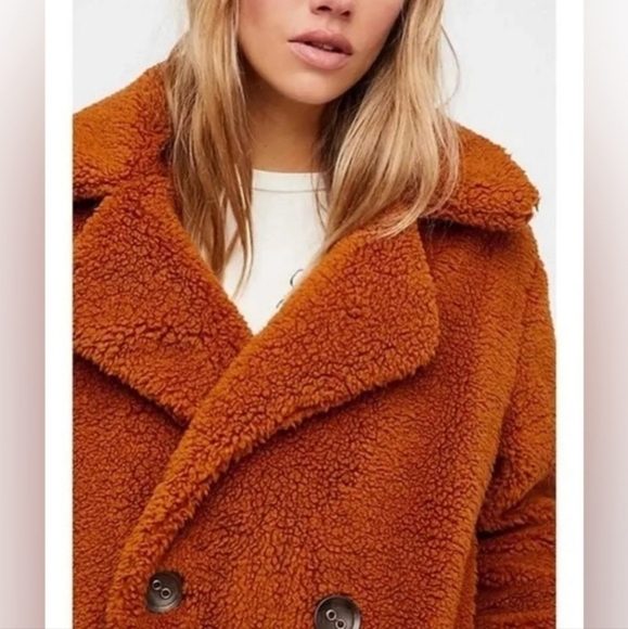 Free People Notched Teddy Peacoat, Size L - Picture 4 of 13